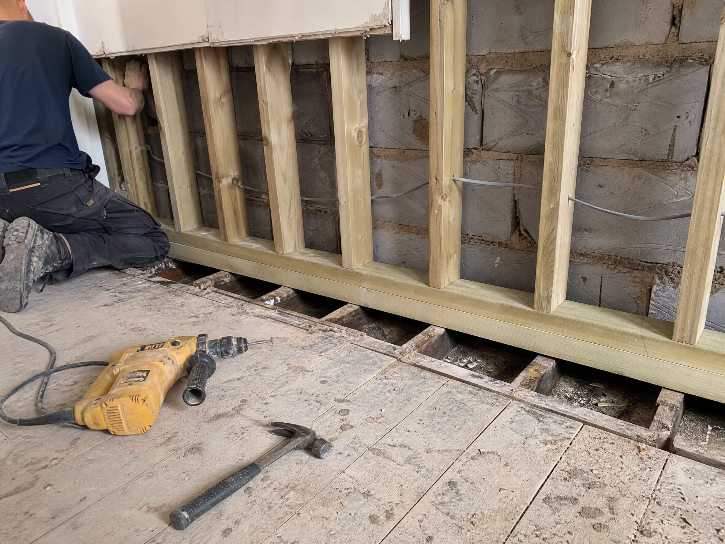 Completed dry rot and wet rot treatment showing professional quality workmanship in a British home